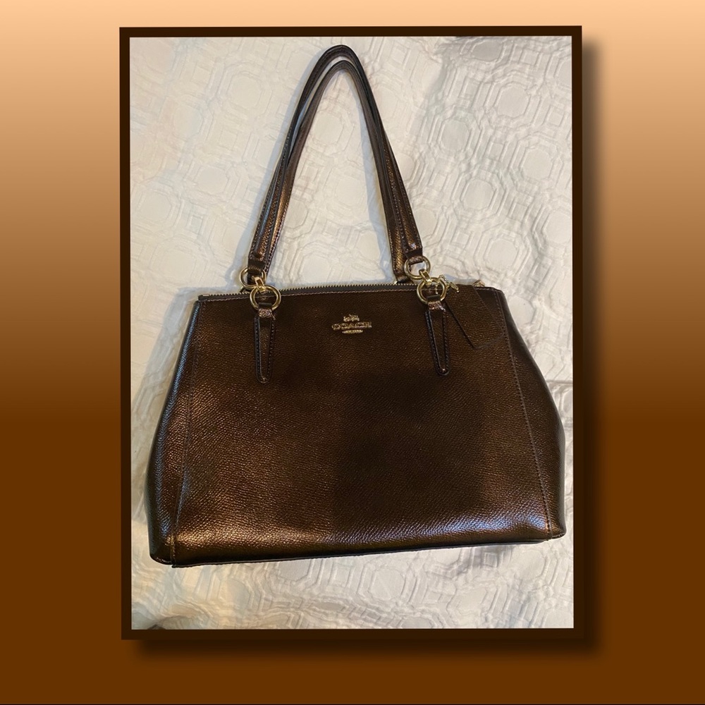 COACH Metallic Chocolate Brown Handbag - Picture 3 of 11